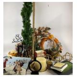Holiday Decor, Candles, Wreath, Santa Pillow, Tree