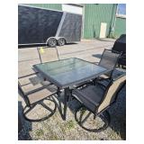 Patio Table Square Glass (44 in. Across) & 4
