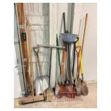 Green tools: shovels, rakes, brooms