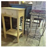 Metal 2 Tier Plant Stand & Wood Side Table With