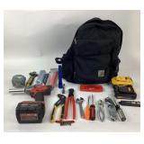 Carhartt Backpack With Milwaukee, DeWalt Tools