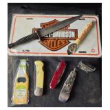 Harley-Davidson Plate, Knives, Tools, Lighter
