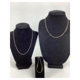 (2) sterling necklaces & (1) bracelet. Total