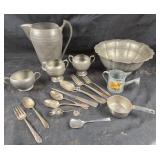 Silvercraft Pewter Pitcher, Creamer, Bowl, Utensil