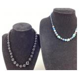 (2) semi-precious stone bead necklaces with