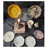 Ceramic Plates, Glass Cake Stand, Decorative Items