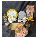 Decorative Tins, Ceramic Ducks, Wrought Iron Easel