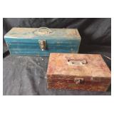 Union Blue Metal Tool Box, Red Metal Tool Box