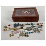 Jewelry Box, Brooch & Earring Collection