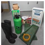 Doit Sprayer, Rubber Boots, Solar Lights, Pine Box