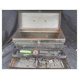 Metal Toolbox With Hand Tools