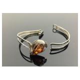 .925 Stamped broken bracelet with amber