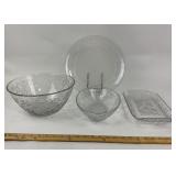 Princess House Poinsettia Glass Bowls, Plate, Serv