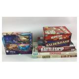 Disney Puzzle, Yahtzee, Clue, Monopoly, Battleship
