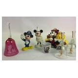 Disney Mickey Mouse Figurines, Glass Bells