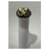.925 Sterling Silver Mens Eagle ring with black