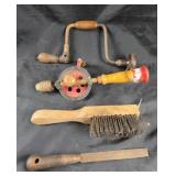 Hand Tools with Bit Brace, Drill, File, Wire Brush