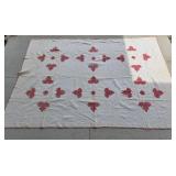 Red Leaf Applique Quilt with Hand Stitching