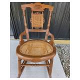 Wood Rocking Chair With Cane Seat And Back