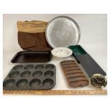 Pfaltzgraff Bowl, Ekco Muffin Tin, Cast Iron Corn