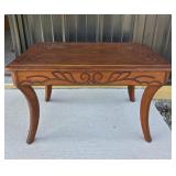 Wood Table With Carved Floral Motif