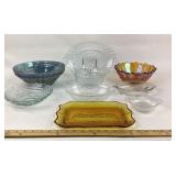 Pressed Glass, Carnival Glass Bowls And Trays