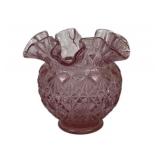 Fenton Pink Diamond-Cut Glass Vase