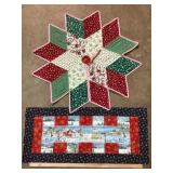Hand Quilted Tree Skirt & Christmas Runner