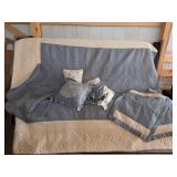 Gray And Beige Quilt With Accent Pillows