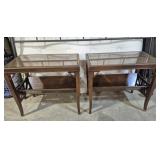 Wood Side Tables 2 Tier With Removable Glass Tops