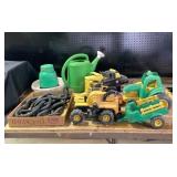 Toy Trucks, Watering Can, Rubber Hose
