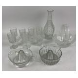 Glassware with Decanter, Goblets, Basket