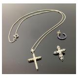 .925 Sterling Silver Cross necklace, 3.38g TW