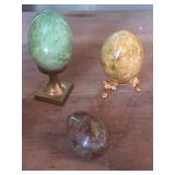 Stone Decorative Eggs With Brass Stands