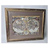 Globe World Map Framed 23"x19"