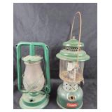 Coleman Lantern And Green Kerosene Lantern