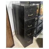 4 drawer file cabinet, black and gold