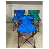 Folding Camping Chairs With Blue, Green Fabric