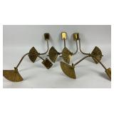 6 Large Brass Curtain Tie Backs Fan Design