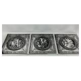 3 Art Mirrors 12" x 12"