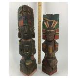 Mexican Folk Art Hand-Carved Wooden Tribal Figurin