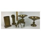 Brass Decorative Bowls, Vase, Column, Deer Figurin