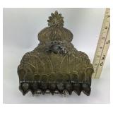 Cast metal Brass toned Oil burning Hanukkah Menora