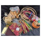 Craft Supplies With Brushes, Fabric, Slate