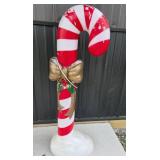 Plastic Candy Cane With Gold Bow Decoration