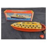 Motorless Tin Toy Boat With Original Box