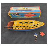 Tin Toy Steam Boat With Box