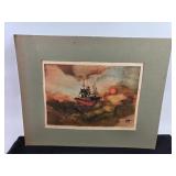 1972 Signed Artwork By Haren Depicting Ship