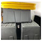 4 Black Plastic Storage Containers w/ Lids