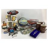 Libbey Mugs, AMT Model Kit, Fishing Reels, Kentuck